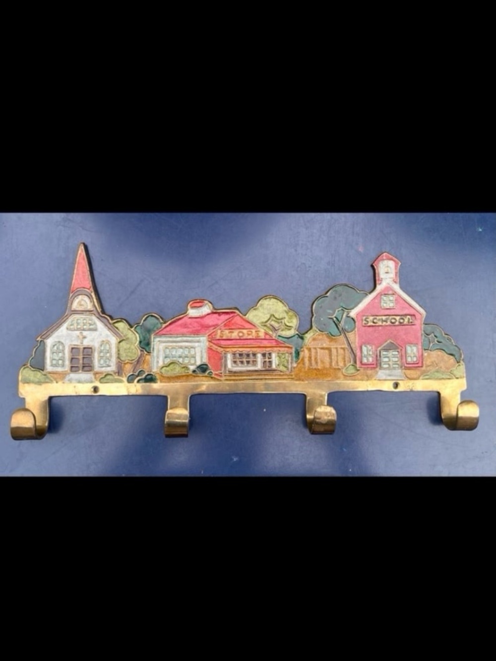 Genuine vintage  wall hanger with 4 hooks